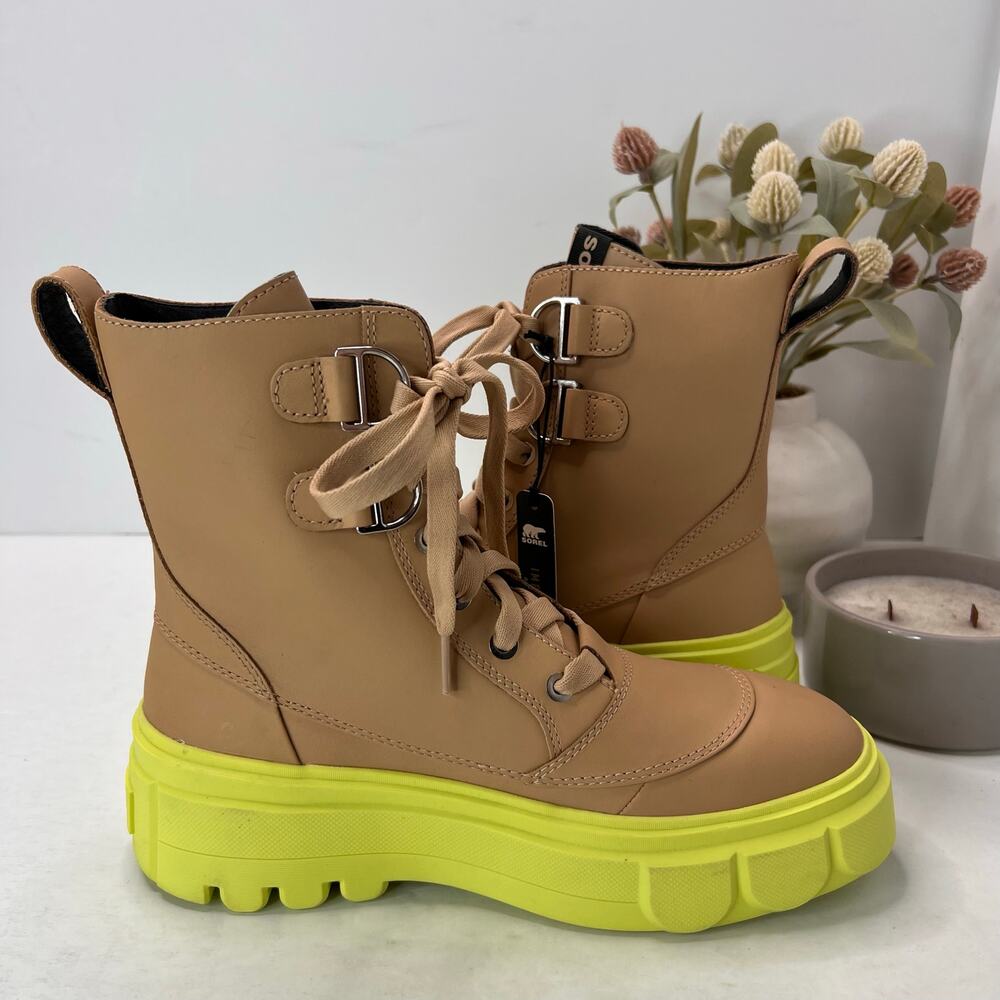Sorel Caribou X Lace Waterproof Boot Tan/Yellow NL5015-262 Women 9 Tried On - Picture 6 of 10